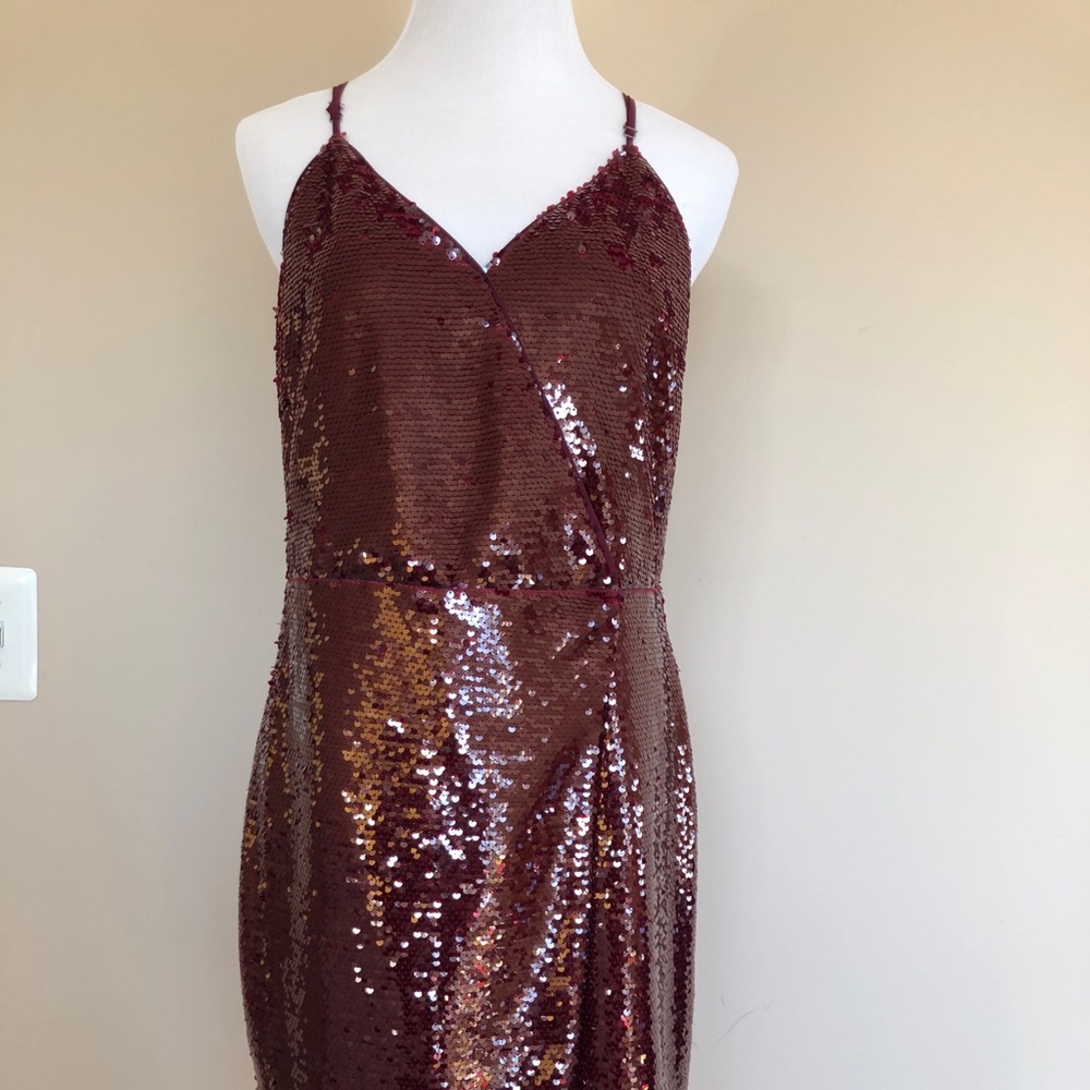 Greylin burgundy sequin cocktail dress